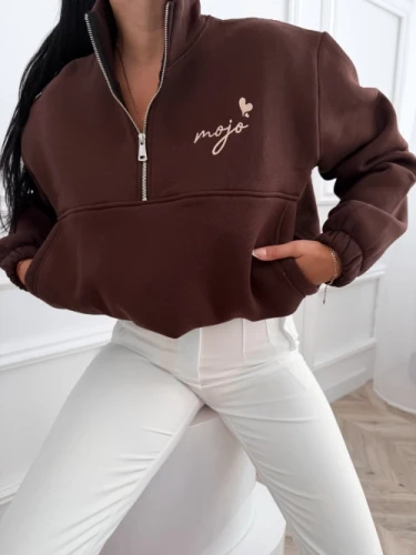 Bluza z zamkiem Mojo brąz .webp