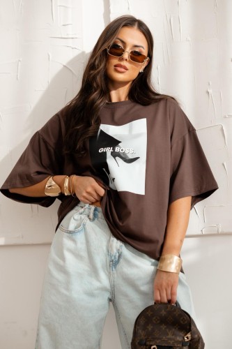 T-shirt brąz  Girl Boss.jpeg