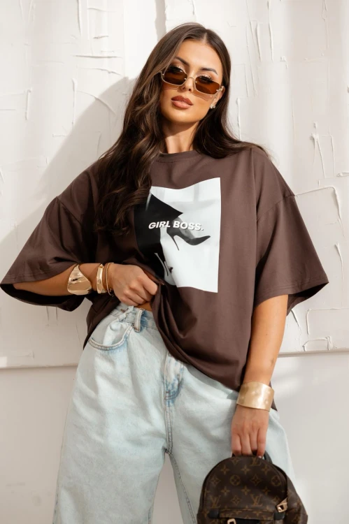 T-shirt brąz  Girl Boss.jpeg