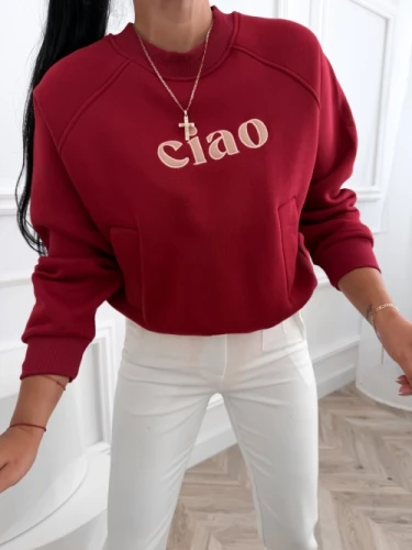 Bluza z napisem Ciao czerwona 1.webp
