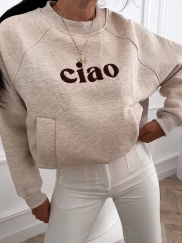 Bluza z napisem Ciao beż.webp